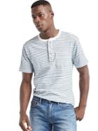 Gap Men Jacquard Stripe Short Sleeve Henley - White Stripe