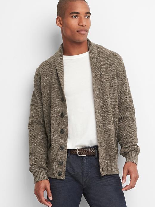 Gap Men Textured Shawl Collar Cardigan - Brown