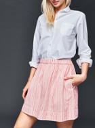 Gap Women Linen Stripe Mini Skirt - Coral Stripe