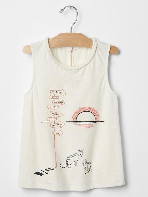 Gap Sandy Graphic Braid Tank - Ivory Frost