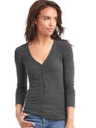 Gap Cozy Modal Ribbed Henley - Charcoal
