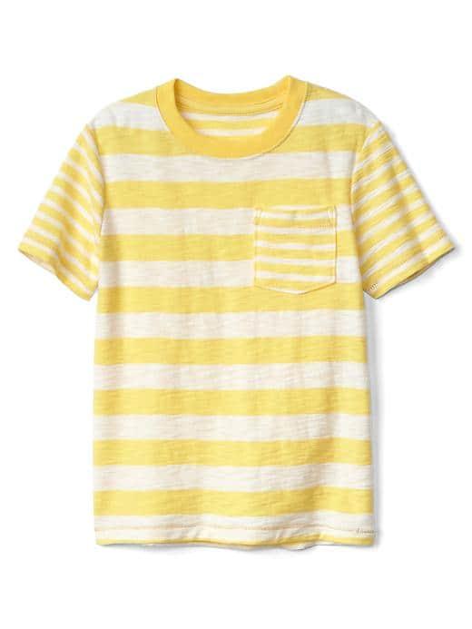 Gap Mix Stripe Pocket Slub Tee - Lemon Drop