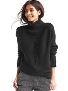 Gap Women Plait Cable Knit Mockneck Sweater - True Black