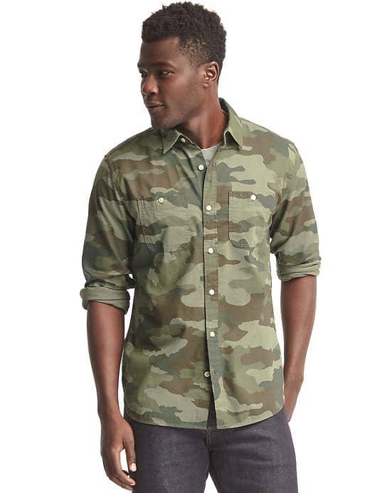 Gap Men Camo Standard Fit Shirt - Green Camo