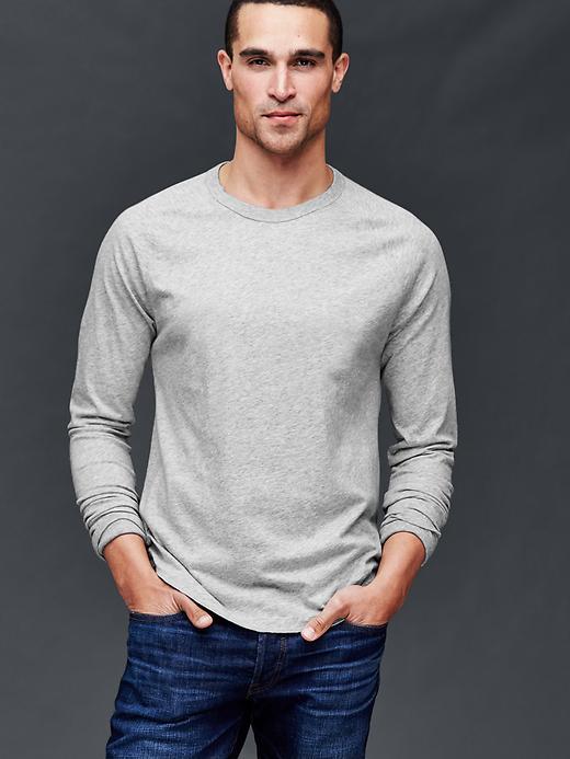 Gap Men Vintage Wash Long Sleeve T Shirt - Heather Grey