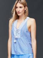 Gap Women Woven Tank - Stencil Geo Blue
