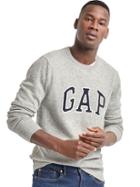 Gap Men Merino Wool Blend Intarsia Logo Sweater - Light Gray