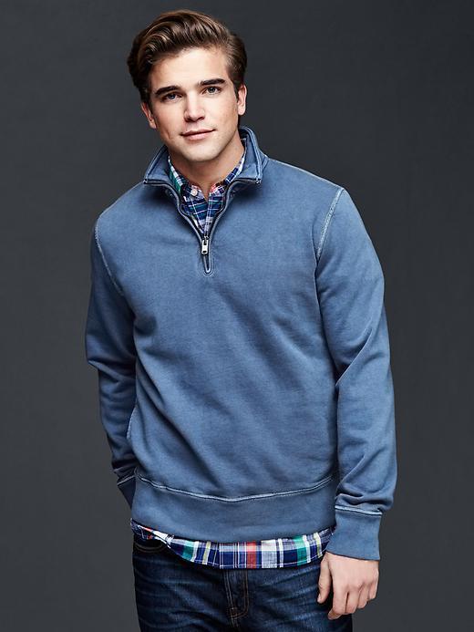 Gap Men Sun Wash Half Zip Sweatshirt - Military Blue