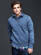 Gap Men Sun Wash Half Zip Sweatshirt - Military Blue