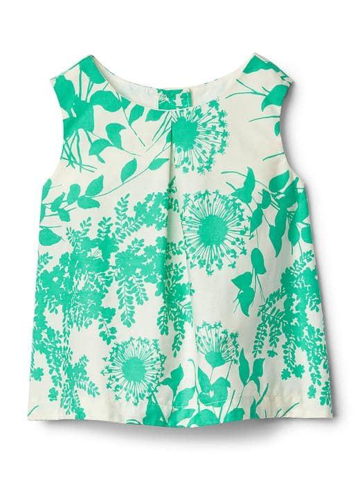 Gap Women Print Tulip Back Top - Deco Green