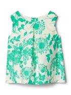 Gap Women Print Tulip Back Top - Deco Green