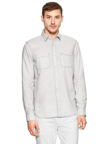 Gap Linen Cotton Worker Shirt - Gray