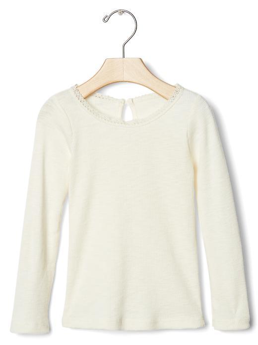 Gap Crochet Trim Ribbed Tee - Ivory Frost