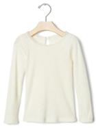 Gap Crochet Trim Ribbed Tee - Ivory Frost