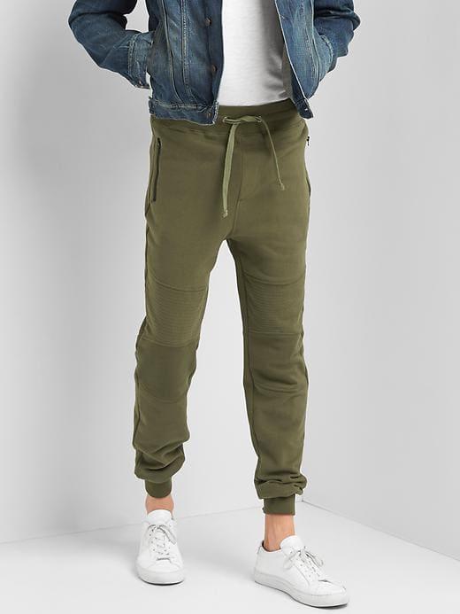 Gap Men French Terry Moto Joggers - Black Moss