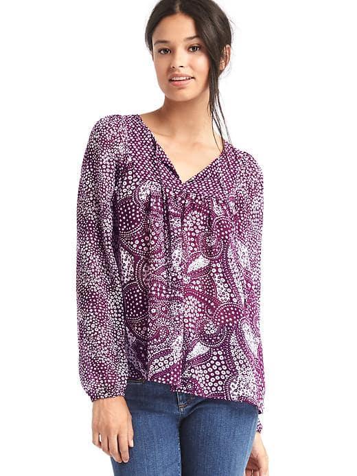 Gap Women Split Neck Print Blouse - Red Print