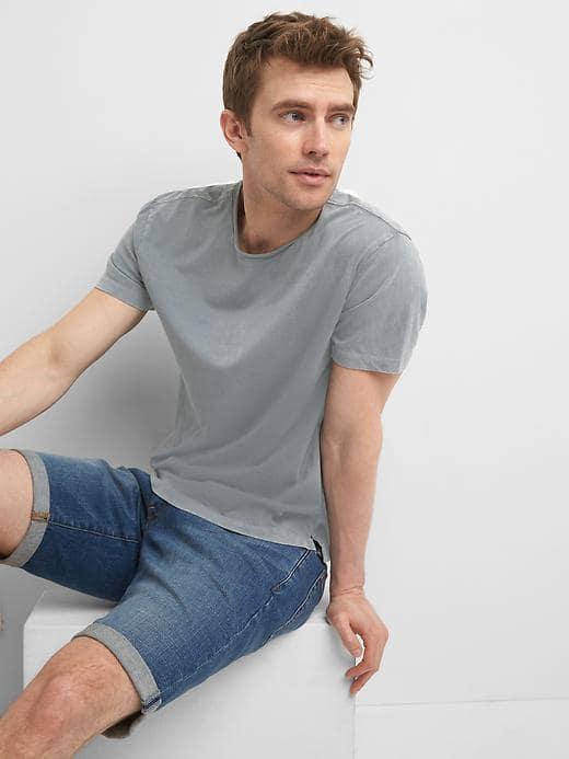 Gap Men Roll Neck Tee - Mercury Grey