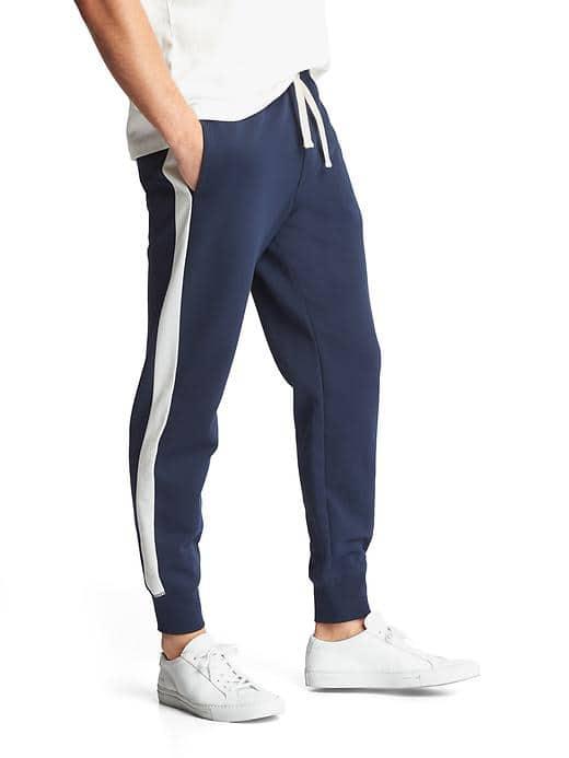 Gap Men Double Knit Side Stripe Joggers - Tapestry Navy