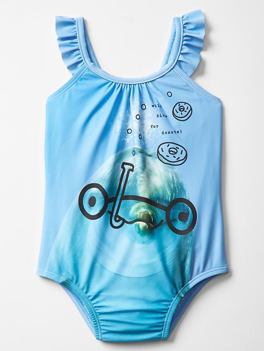 Gap Graphic Swim One Piece - Bicoastal Blue