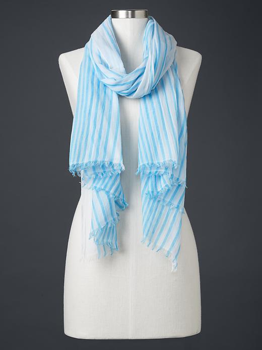 Gap Women Sheer Stripe Scarf - Cyan Blue