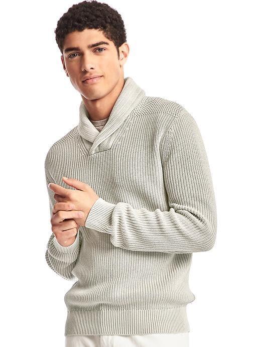 Gap Men Soft Textured Shawl Collar Sweater - Cream