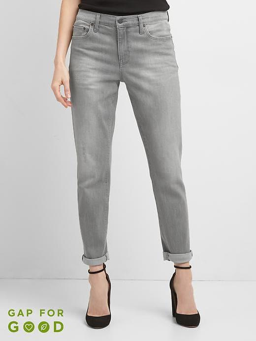 Gap Mid Rise Distressed Best Girlfriend Jeans - Ash Grey