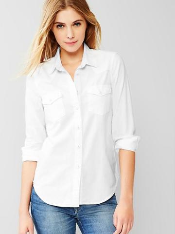 Gap Women 1969 Denim Western Shirt - White