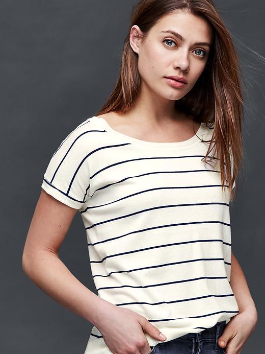 Gap Women Stripe Short Sleeve Dolman Tee - Blue Stripe