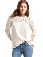 Gap Women Crochet Yoke Long Sleeve Top - Snow Cap