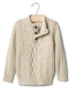 Gap Button Mockneck Sweater - Oatmeal Heather