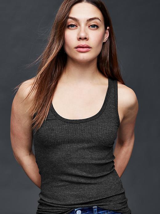 Gap Ribbed Tank - Charcoal