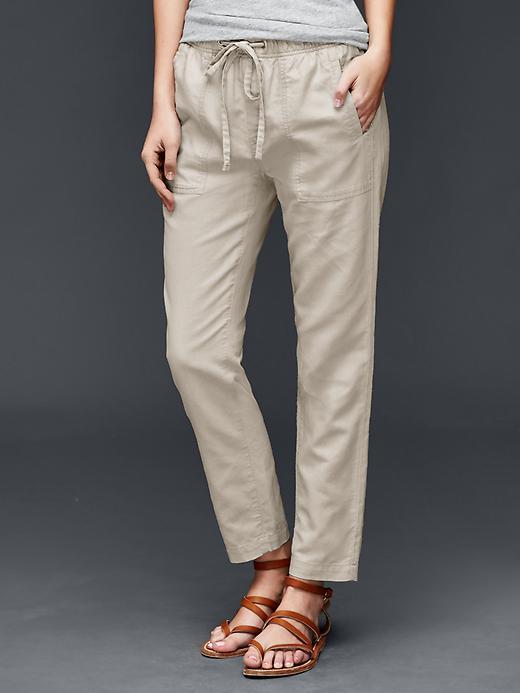 Gap Women Linen Cotton Joggers - Oatmeal