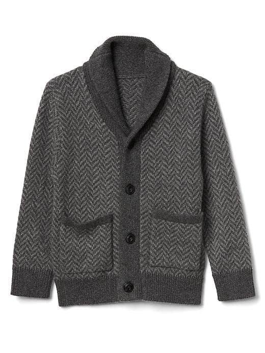 Gap Herringbone Shawl Cardigan - Heather Grey