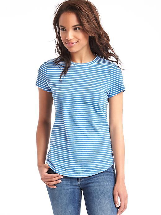 Gap Vintage Wash Small Stripe Crewneck Tee - Blue Stripe