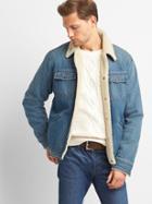 Gap Men Sherpa Lined Icon Denim Jacket - Medium Indigo