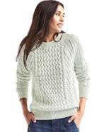Gap Women Wavy Cable Knit Sweater - Light Blue Marl