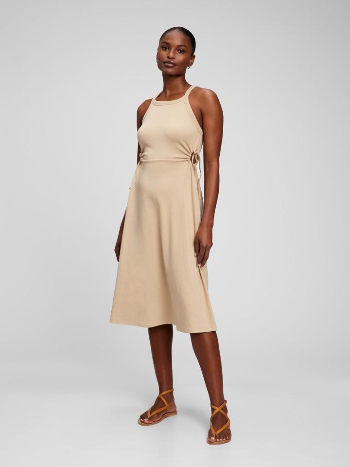 Modern Side Tie Cutout Midi Dress