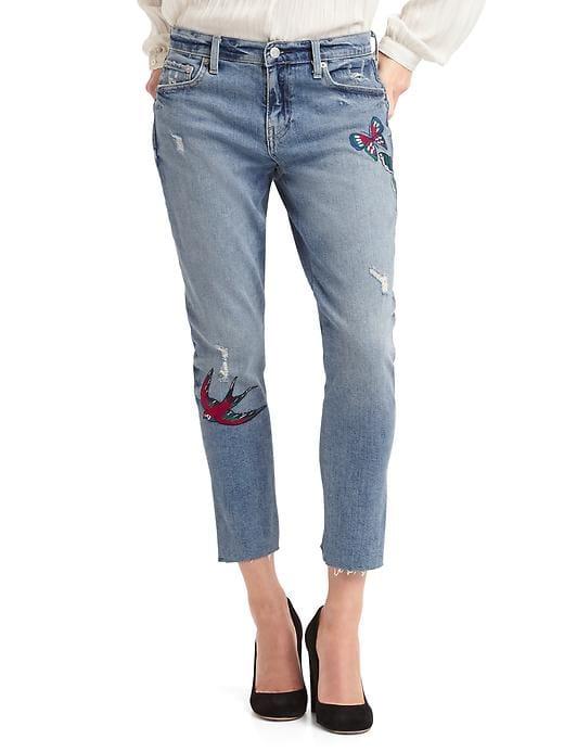 Gap Women Authentic 1969 Embroidered Best Girlfriend Jeans - Medium Indigo