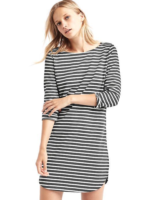 Gap Women Boatneck Shift Dress - Grey Stripe