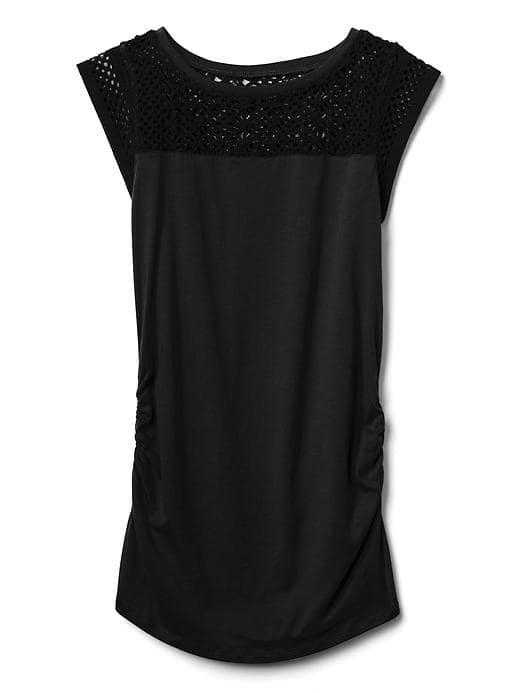 Gap Crochet Yoke Short Sleeve Tee - True Black