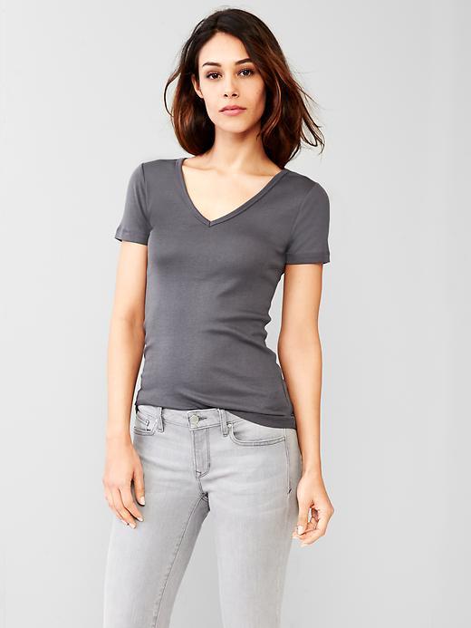 Gap Women New Modern V Neck Tee - Blue Slate