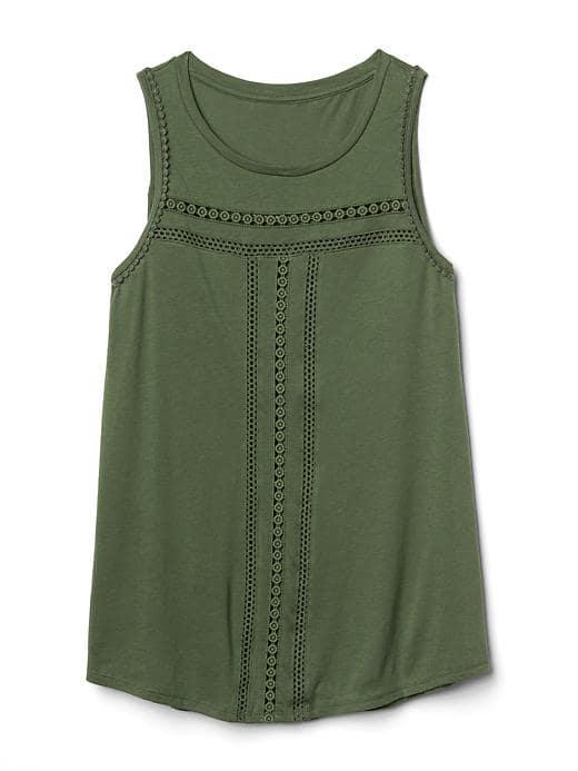 Gap Women Crochet Swing Tank - Jungle Green