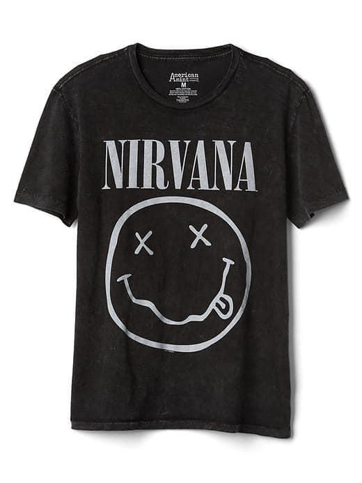 Gap Men Nirvana Graphic Tee - Washed Black