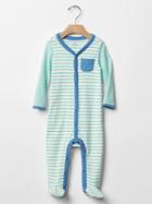 Gap Mix Stripe Footed One Piece - Bright Lake