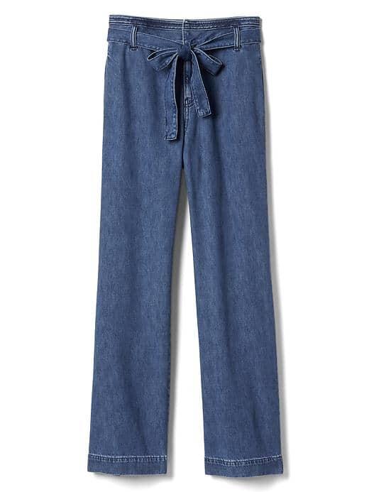 Gap Women High Rise Wide Leg Denim Chinos - Medium Indigo