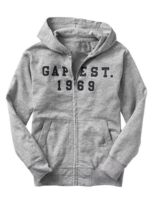 Gap Women Logo Marled Zip Hoodie - Gray