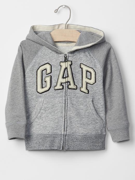 Gap Logo Marled Zip Hoodie - Grey Heather