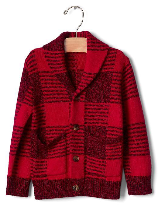 Gap Buffalo Plaid Shawl Cardigan - Modern Red