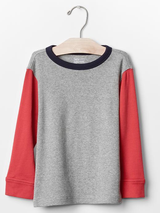Gap Colorblock Ribbed Tee - Light Heather Gray