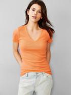 Gap Women Modern V Neck Tee - Neon Coral